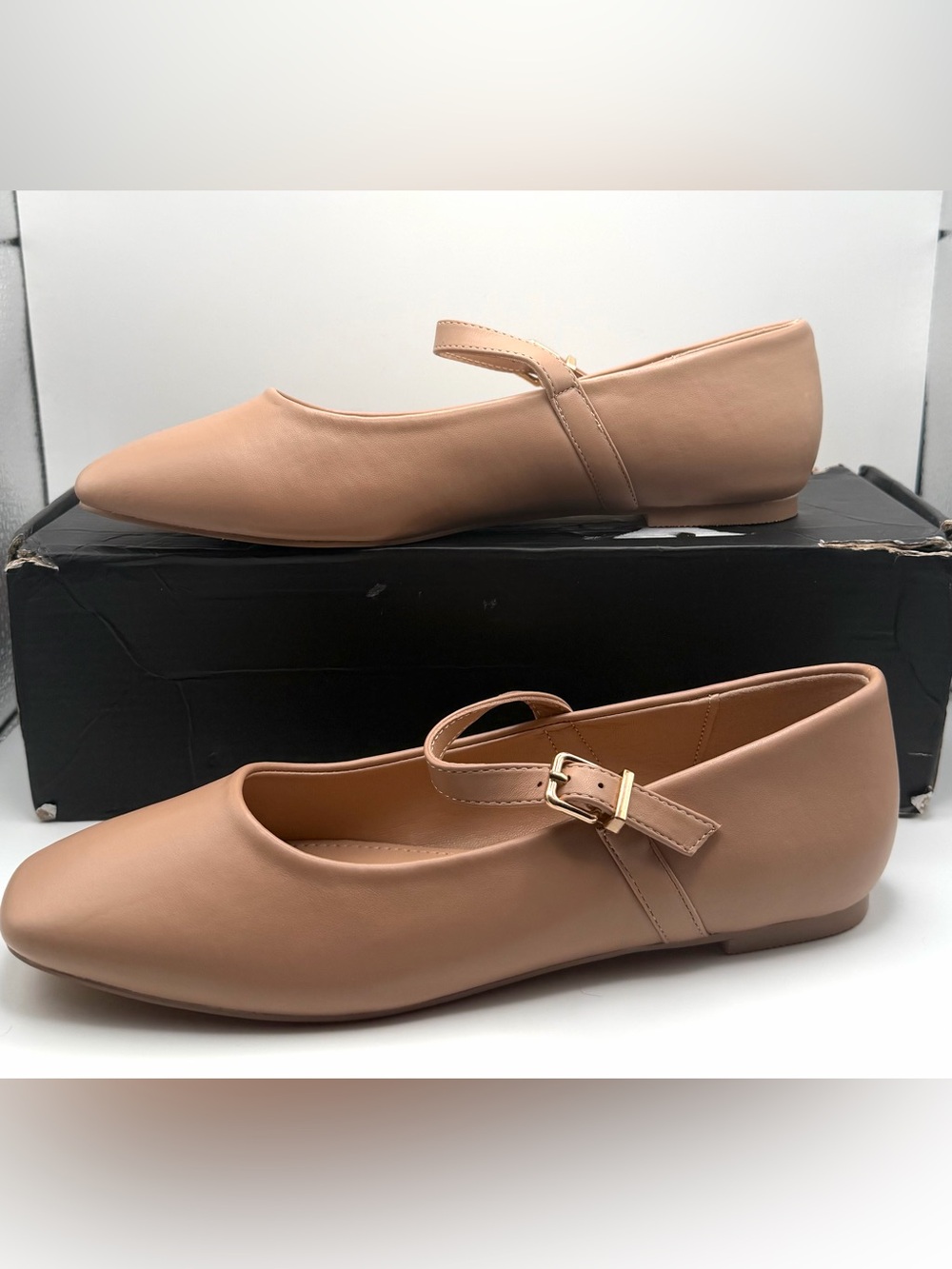 NWT NY&C Nude Square Toe Mary Jane Ballet Flats Shoes 8.5⁠ - Picture 8 of 8